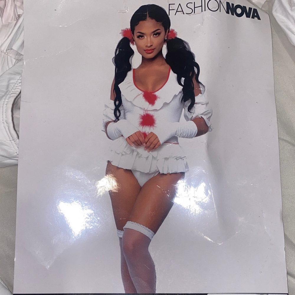 Fashion Nova White and Red Ruffle Costume